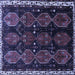 Square Machine Washable Persian Blue Traditional Rug, wshtr739blu