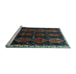 Sideview of Machine Washable Persian Light Blue Traditional Rug, wshtr739lblu