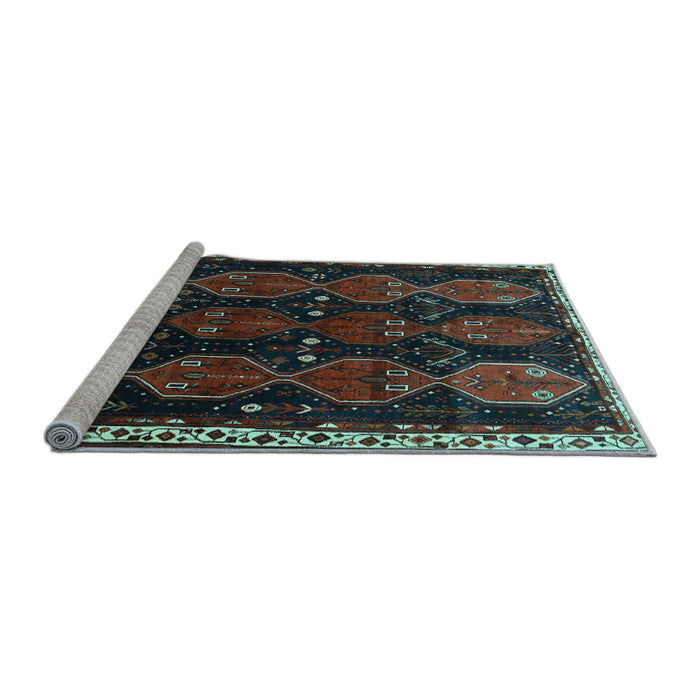 Sideview of Machine Washable Persian Light Blue Traditional Rug, wshtr739lblu