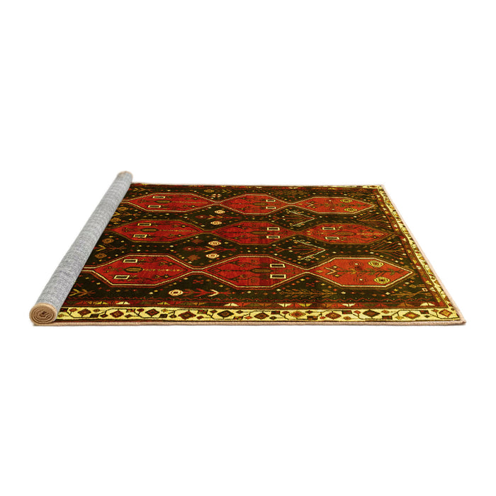 Sideview of Machine Washable Persian Yellow Traditional Rug, wshtr739yw