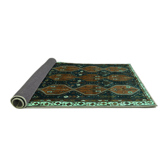 Sideview of Persian Turquoise Traditional Rug, tr739turq