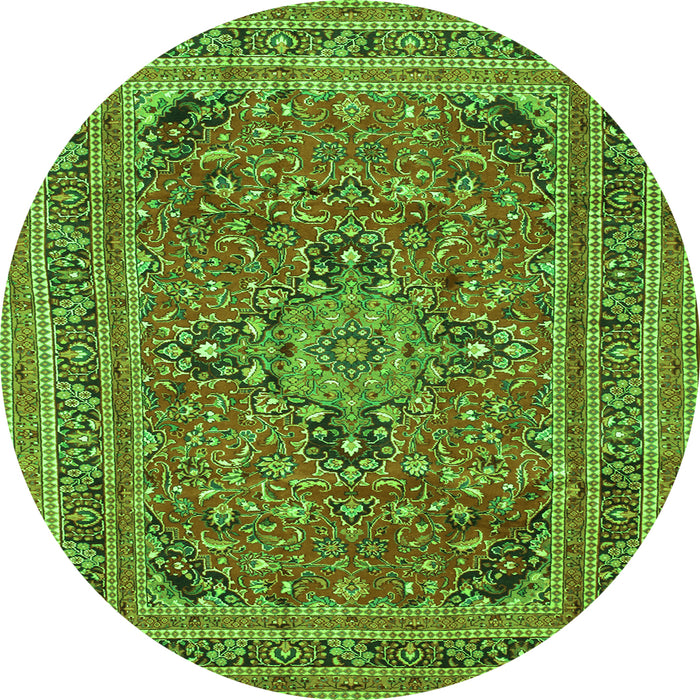 Square Medallion Green Traditional Rug, tr73grn