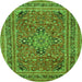 Square Medallion Green Traditional Rug, tr73grn