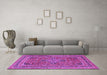 Machine Washable Medallion Purple Traditional Area Rugs in a Living Room, wshtr73pur