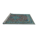 Sideview of Machine Washable Medallion Light Blue Traditional Rug, wshtr73lblu