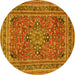 Round Medallion Yellow Traditional Rug, tr73yw