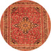 Square Medallion Orange Traditional Rug, tr73org