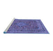 Sideview of Machine Washable Medallion Blue Traditional Rug, wshtr73blu