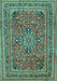 Machine Washable Medallion Turquoise Traditional Area Rugs, wshtr73turq