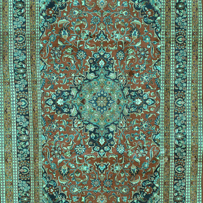 Machine Washable Medallion Turquoise Traditional Area Rugs, wshtr73turq