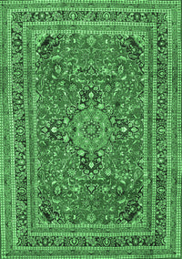 Medallion Emerald Green Traditional Rug, tr73emgrn