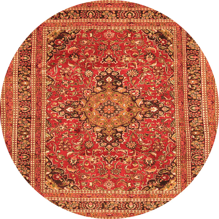 Machine Washable Medallion Orange Traditional Area Rugs, wshtr73org