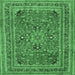 Square Machine Washable Medallion Emerald Green Traditional Area Rugs, wshtr73emgrn