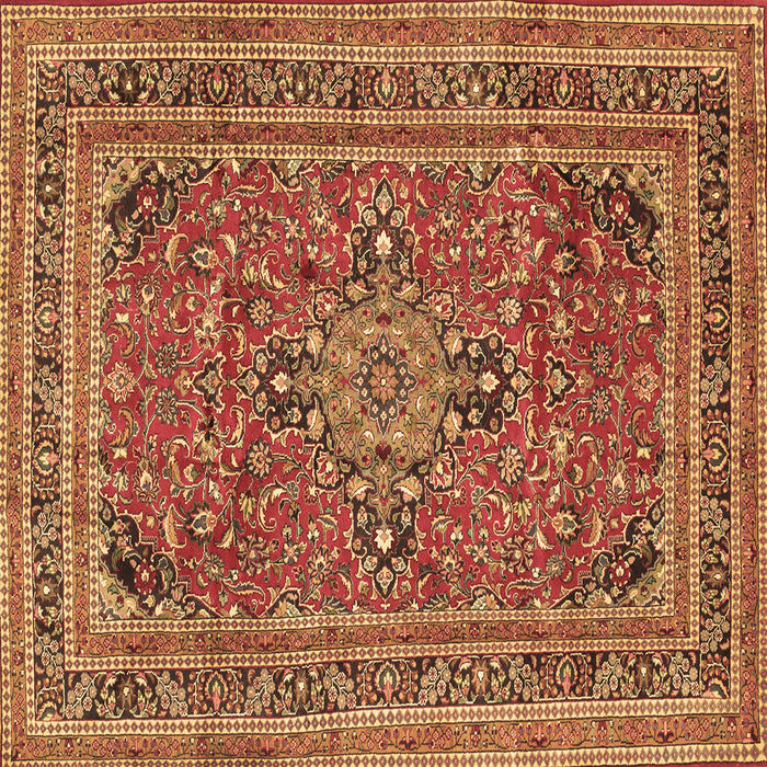 Square Machine Washable Medallion Brown Traditional Rug, wshtr73brn