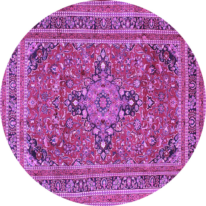 Round Medallion Purple Traditional Rug, tr73pur