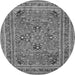 Machine Washable Medallion Gray Traditional Rug, wshtr73gry