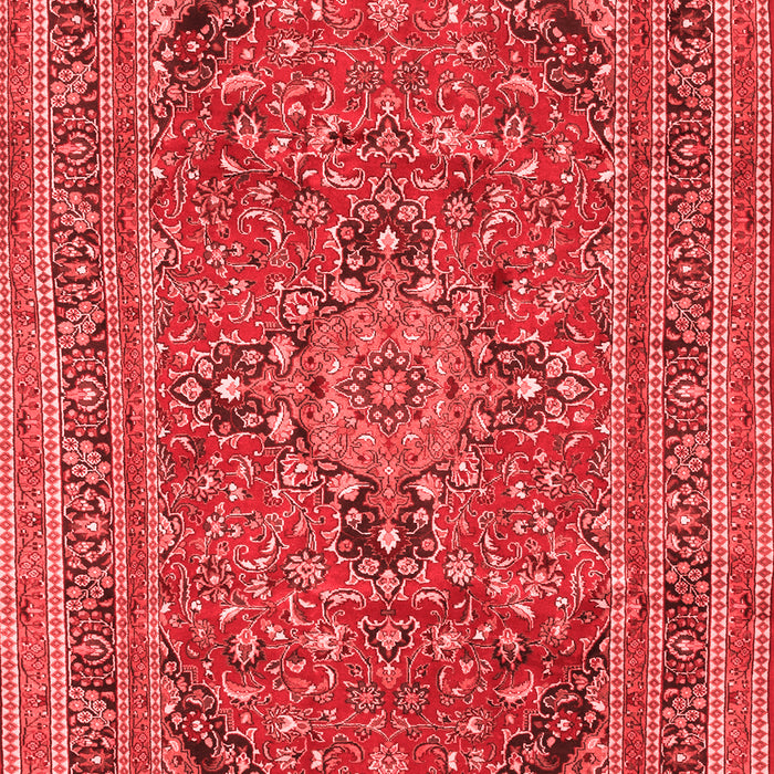 Machine Washable Medallion Red Traditional Rug, wshtr73red