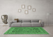 Machine Washable Medallion Emerald Green Traditional Area Rugs in a Living Room,, wshtr73emgrn