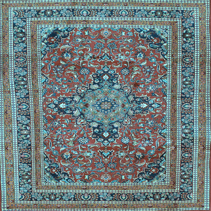 Square Medallion Light Blue Traditional Rug, tr73lblu