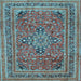 Square Medallion Light Blue Traditional Rug, tr73lblu