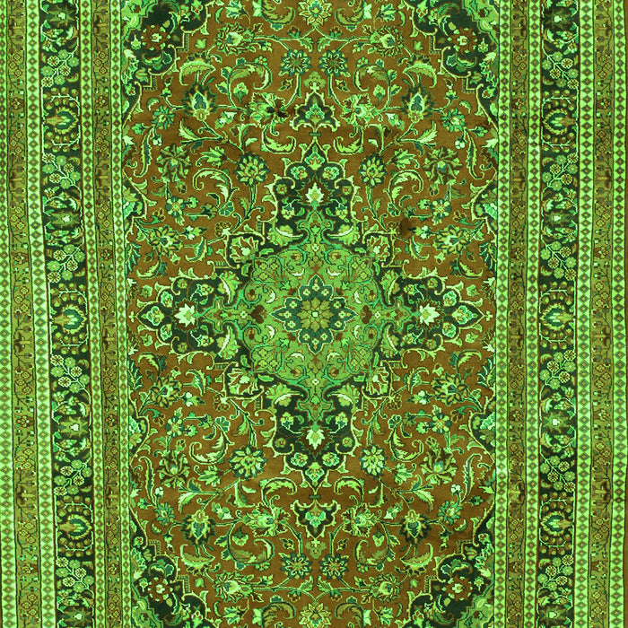Serging Thickness of Machine Washable Medallion Green Traditional Area Rugs, wshtr73grn