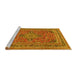 Sideview of Machine Washable Medallion Yellow Traditional Rug, wshtr73yw