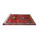 Sideview of Machine Washable Traditional Dark Almond Brown Rug, wshtr740