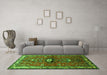 Machine Washable Persian Green Traditional Area Rugs in a Living Room,, wshtr740grn