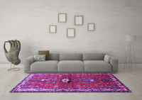 Machine Washable Persian Purple Traditional Rug, wshtr740pur