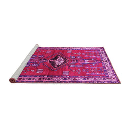 Sideview of Machine Washable Persian Pink Traditional Rug, wshtr740pnk