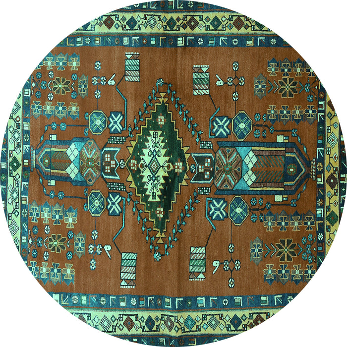 Round Persian Turquoise Traditional Rug, tr740turq