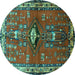 Round Persian Turquoise Traditional Rug, tr740turq