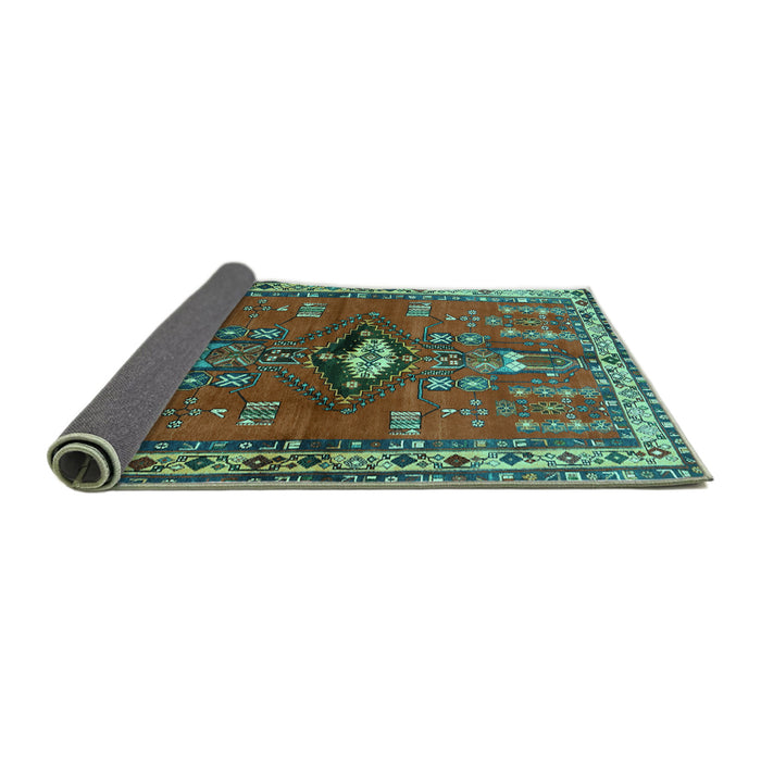 Sideview of Persian Turquoise Traditional Rug, tr740turq
