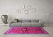 Machine Washable Persian Pink Traditional Rug in a Living Room, wshtr740pnk