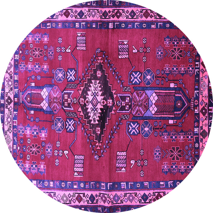 Round Persian Purple Traditional Rug, tr740pur