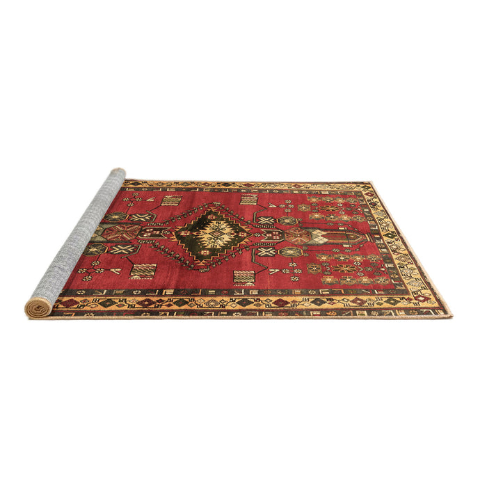 Sideview of Machine Washable Persian Brown Traditional Rug, wshtr740brn