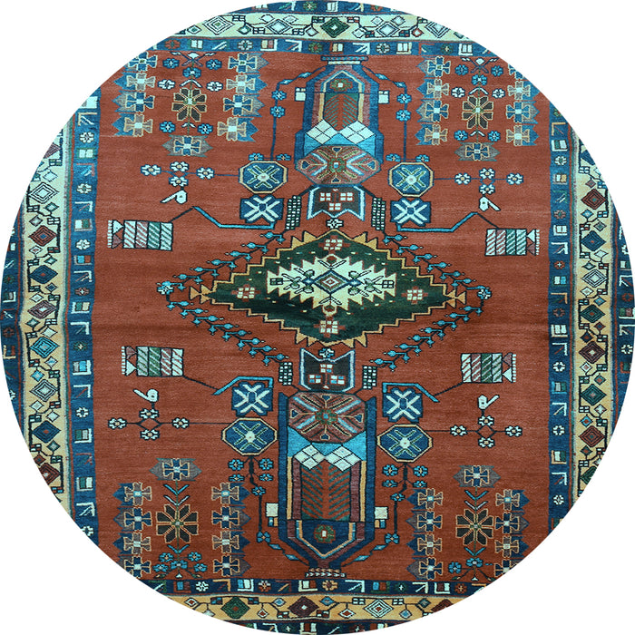 Round Machine Washable Persian Light Blue Traditional Rug, wshtr740lblu