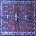 Square Machine Washable Persian Blue Traditional Rug, wshtr740blu