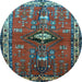 Round Persian Light Blue Traditional Rug, tr740lblu