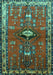 Machine Washable Persian Turquoise Traditional Area Rugs, wshtr740turq