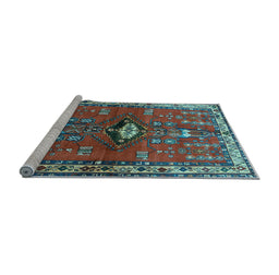 Sideview of Machine Washable Persian Light Blue Traditional Rug, wshtr740lblu