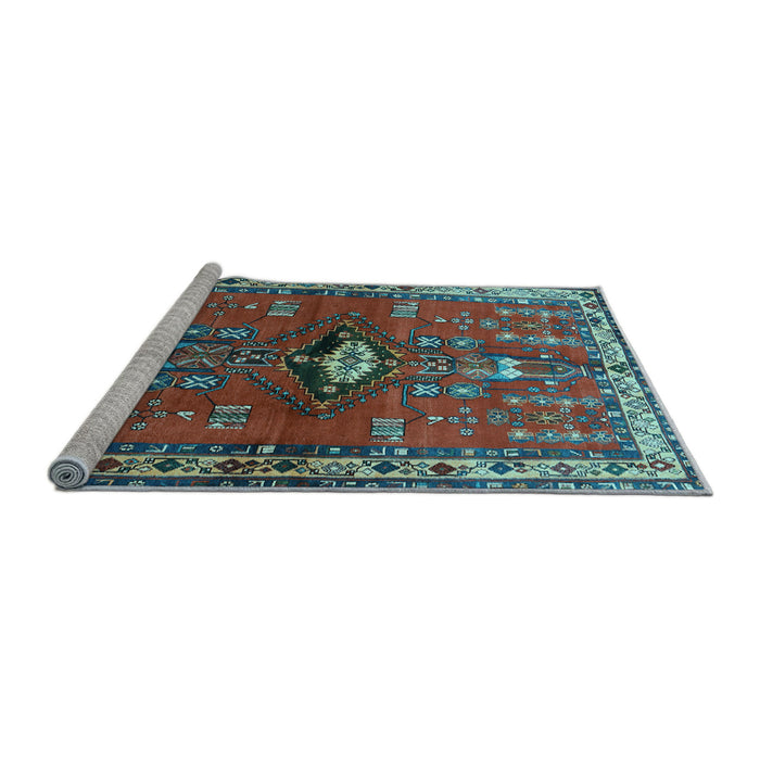 Sideview of Machine Washable Persian Light Blue Traditional Rug, wshtr740lblu