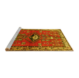 Sideview of Machine Washable Persian Yellow Traditional Rug, wshtr740yw