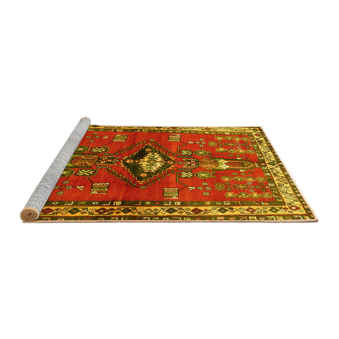 Sideview of Machine Washable Persian Yellow Traditional Rug, wshtr740yw