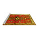 Sideview of Machine Washable Persian Yellow Traditional Rug, wshtr740yw