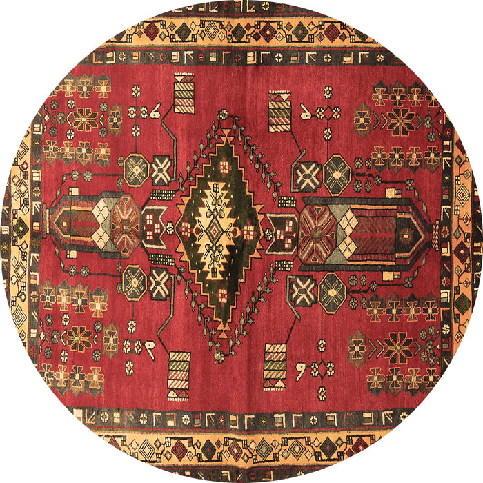 Round Persian Brown Traditional Rug, tr740brn