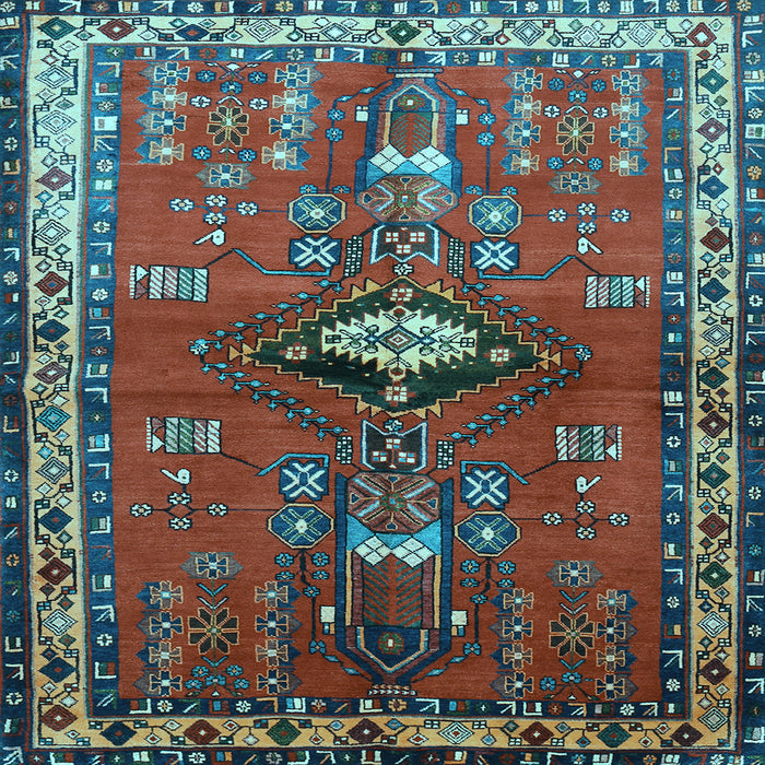 Square Machine Washable Persian Light Blue Traditional Rug, wshtr740lblu