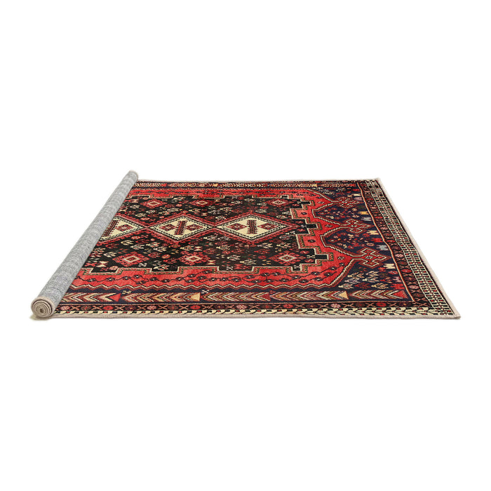 Sideview of Machine Washable Traditional Saffron Red Rug, wshtr741