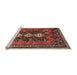 Sideview of Machine Washable Traditional Saffron Red Rug, wshtr741