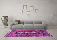 Machine Washable Persian Purple Traditional Rug, wshtr741pur